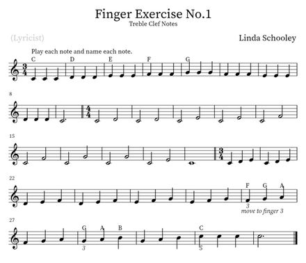 Finger Exercise No.1  (Treble Clef C Scale Notes)