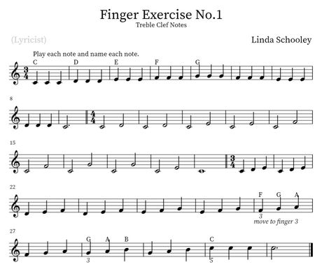 Finger Exercise No.1  (Treble Clef C Scale Notes)