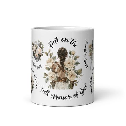 Put On The Full Armor of God White Rose Girl Warrior Mug [Physical Product]