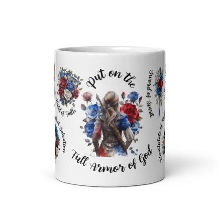 Put On The Full Armor of God Red &amp; Blue Rose Girl Warrior Mug [Physical Product]