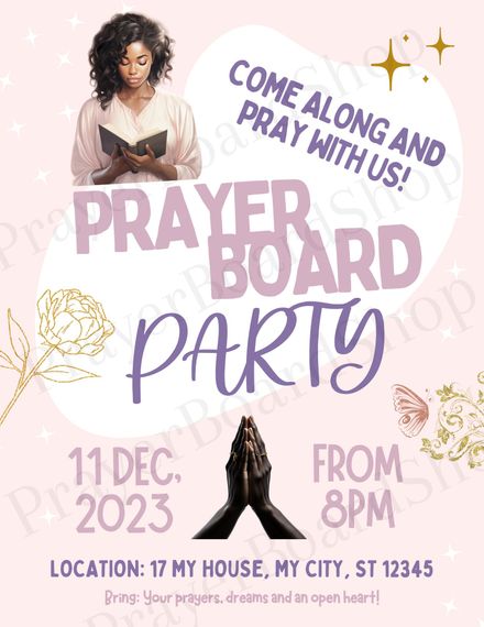 Prayer Board Party Editable Invitation