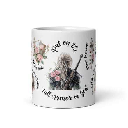 Put On The Full Armor of God Light Rose Girl Warrior Mug [Physical Product]