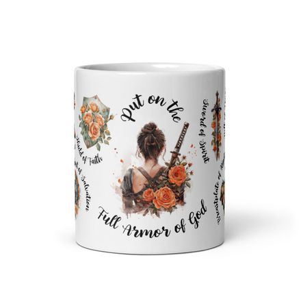 Put On The Full Armor of God Orange Rose Girl Warrior Mug [Physical Product]