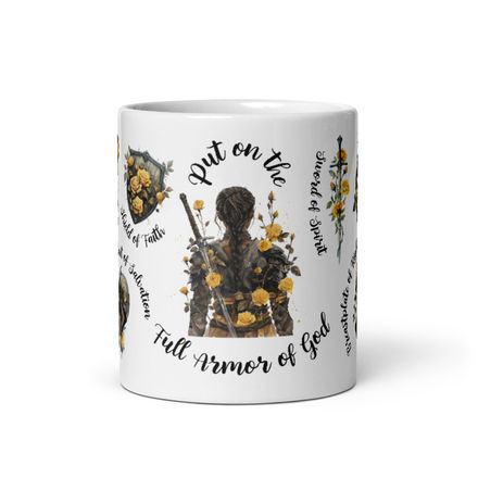 Put On The Full Armor of God Yellow Rose Girl Warrior Mug [Physical Product]