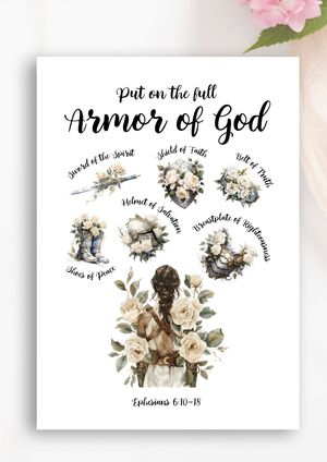 Armor of God White Rose Warrior Poster Print - 8x10in [Physical Product]