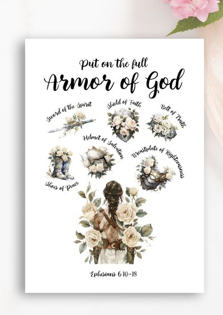 Armor of God White Rose Warrior Poster Print - 8x10in [Physical Product]