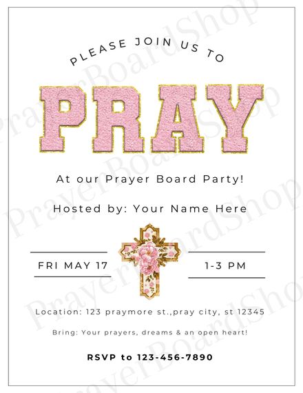 Prayer Board Party Editable Invitation