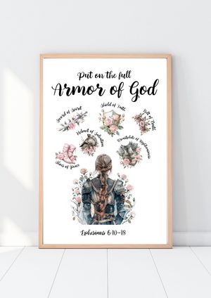 Armor of God Print - Pink Rose [Digital Product - Instant Download]