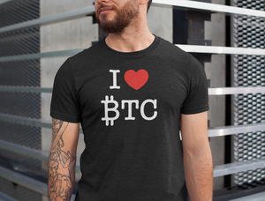 Crypto Fashion | I &lt;3 BTC Premium Heavyweight Tee