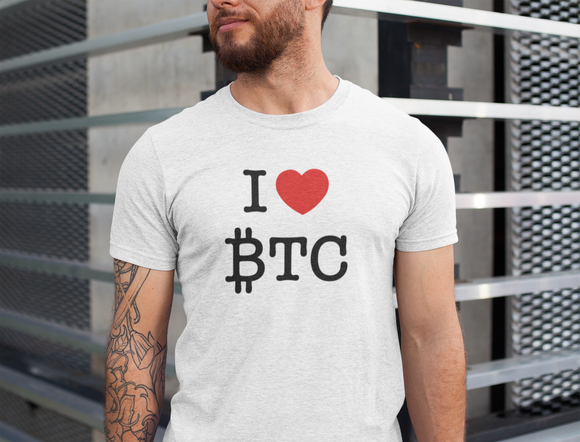 Crypto Fashion | I &lt;3 BTC Premium Heavyweight Tee