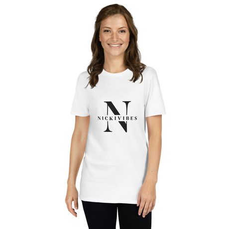 NICKIVIBES -Signature white T Shirt featuring her signature white logo on the front