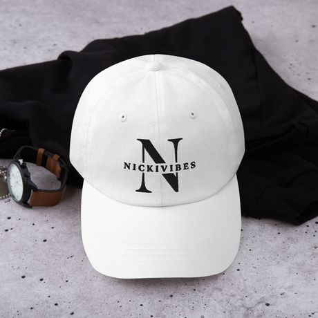 NICKIVIBES Signature One‑Size Caps – Black Logo Design