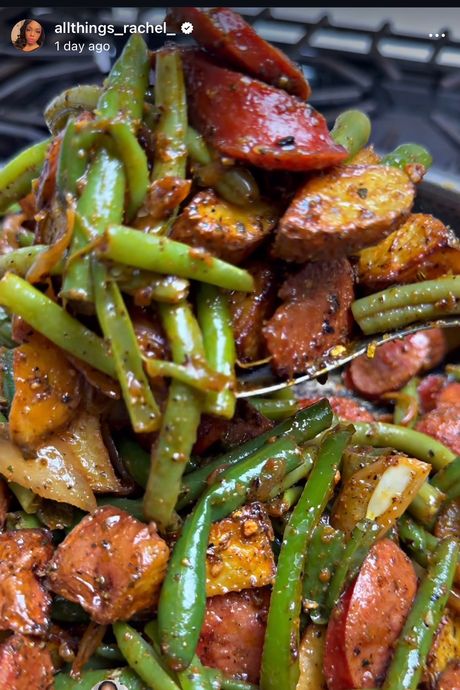Rachel's Smothered Green Beans, Potatoes, and Sausage Recipe