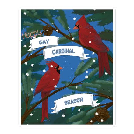 Happy Gay Cardinal Seasonal - Sticker