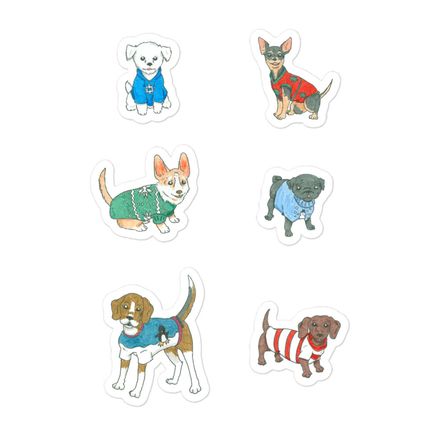 Dogs in Holiday Sweaters - Stickers