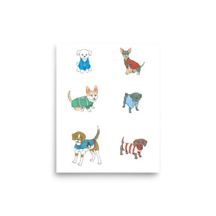 Dogs in Holiday Sweaters - Print