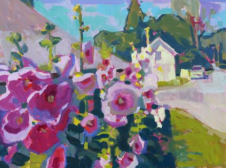 Door County Hollyhocks by the Anderson Dock
