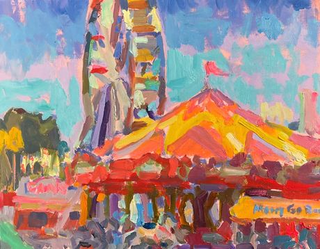 Reedsburg Butterfestival - the Ferris Wheel and Merry Go Round 16 x 20"