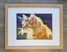 Orange Cat Framed Watercolor 6 x 8"