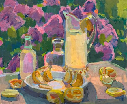 Lemonade Still Life Illuminated by a Pink Sun