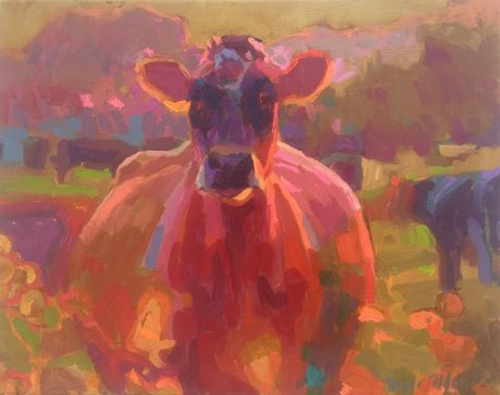 Fire Sunset Cows 16x20&quot;