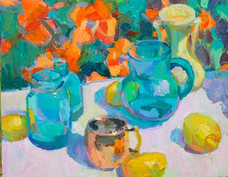 Poppies and Green Glass