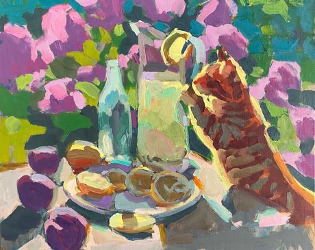 Cat by the Lemonade 16 x 20"