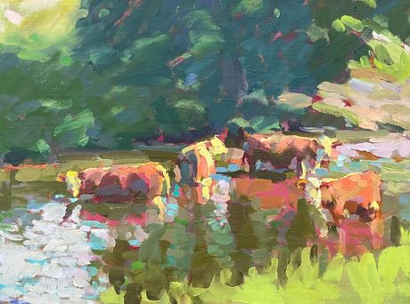 Cows in the Stream 12 x 16"