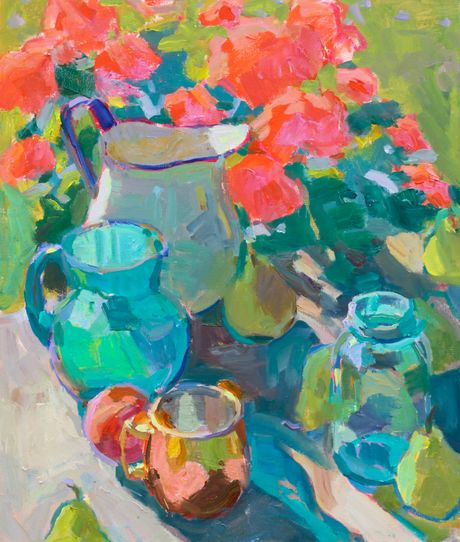 Still Life with Geraniums, Pairs, and Pitchers