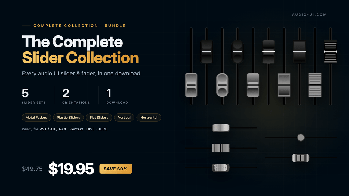 The Complete Slider Collection – 5 Audio UI Slider &amp; Fader Sets Bundle