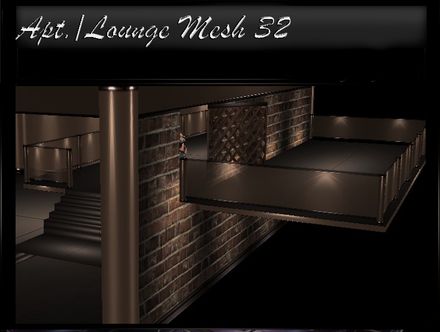 Apartment 32-Lounge IMVU Room Mesh with Textures