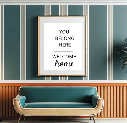 You Belong Here. Welcome Home - Black and White Printable Wall Art Quote - Digital Download