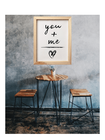 You + Me - Black and White Printable Wall Art Quote - Digital Download