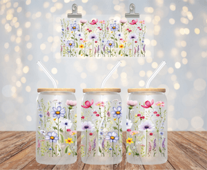Wild Flowers 16OZ UV DTF LIBBEY GLASS CUP WRAP