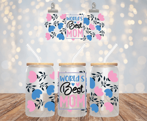 WORLD'S BEST MOM UV DTF 16OZ GLASS CUP WRAP