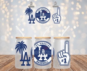 BASEBALL TEAM UV DTF LIBBEY 16oz GLASS CUP WRAP LAS ANGELES DODGERS