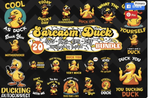 Funny Sarcasm Duck SVG Bundle Duck Dancing Svg Duck with Sunglasses Svg Cute Funny Duck Png Duck 