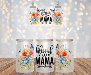 BLESSED MAMA 16 OZ UV DTF CUP WRAP