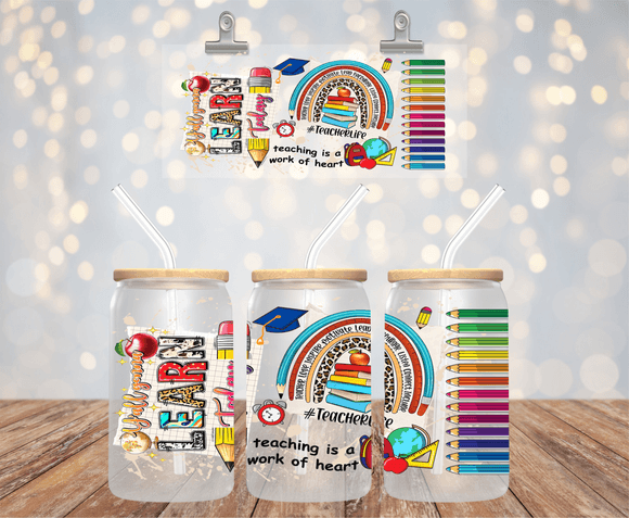 Teacher UVDTF cup wrap for 16oz libbey glass
