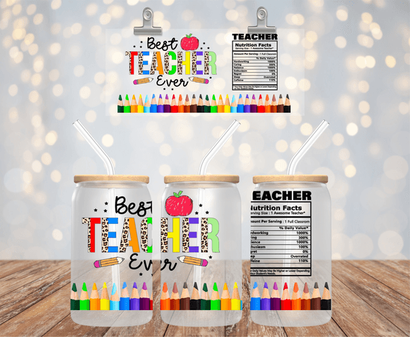Teacher UVDTF cup wrap for 16oz libbey glass