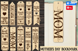 Mother&#x27;s Day Bookmark Laser Cut Bundle Bookmark Laser Cut Laser Cut File Bookmark Svg Cricut Cutting