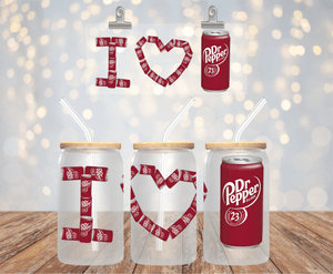 Dr Pepper Soda Can UV DTF Wrap for 16oz Libbey Glass Cup Wrap