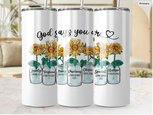 Sunflower Tumbler Wrap Digital PNG, Christian Sunflower Skinny Tumbler Wrap, Religious Tumbler Wrap 