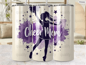 Cheer Mom Skinny Tumbler Wrap, 20oz Cheerleader Tumbler Design, Digital Download PNG, Tumbler 
