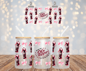 Dr Pepper Soda Can UV DTF Wrap for 16oz Libbey Glass Cup Wrap