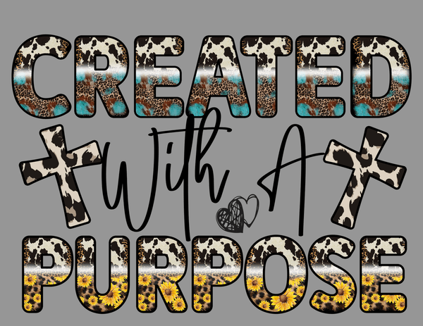 FREE Download Created with Purpose PNG | Faith Quote Digital Download | Christian Sublimation Design