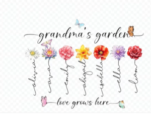 CUSTOM Grandma&#x27;s Garden PngPersonalized Grandma&#x27;s Garden Png Grandma Butterfly Diy Birth Month Flowe