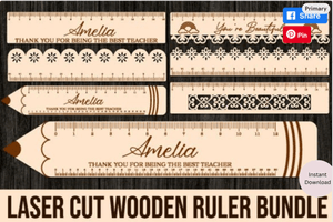 Laser Cut Wooden Ruler Bundle teacher wooden ruler Laser Cut Files RULERS Set Laser Template School 