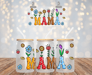 MAMA WILDFLOWERS UV DTF 16OZ GLASS CUP WRAP