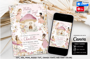 Fairy Birthday Invitation Template Canva Editable Fairy Birthday Invite Enchanted Whimsical Forest G
